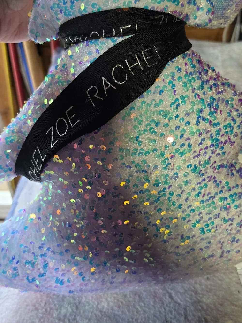 Rachel Zoe Iridescent Sequin Decorative Pillow - White/Blue